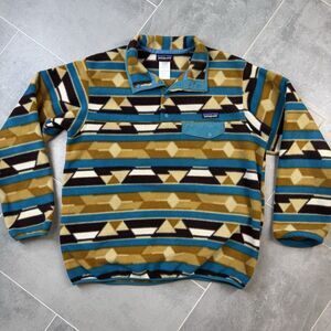 Patagonia Synchilla Snap T Fleece Guatemalan Tango Aztec Brown Womens L